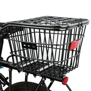 Cestino posteriore per bici con luce posteriore Cestino portaoggetti per sedile posteriore per bicicletta Scaffale posteriore per ciclo grande in metallo per ciclismo