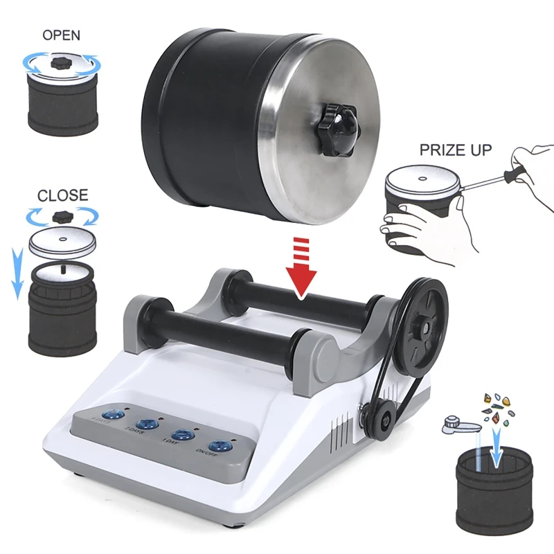 jewelry polisher electric polisher DIY Electric Rock Tumbler Toy Rough Gemstones Polishing Grits Adult Kids Polishing Machine Rock Tumbler Kit 110/220V