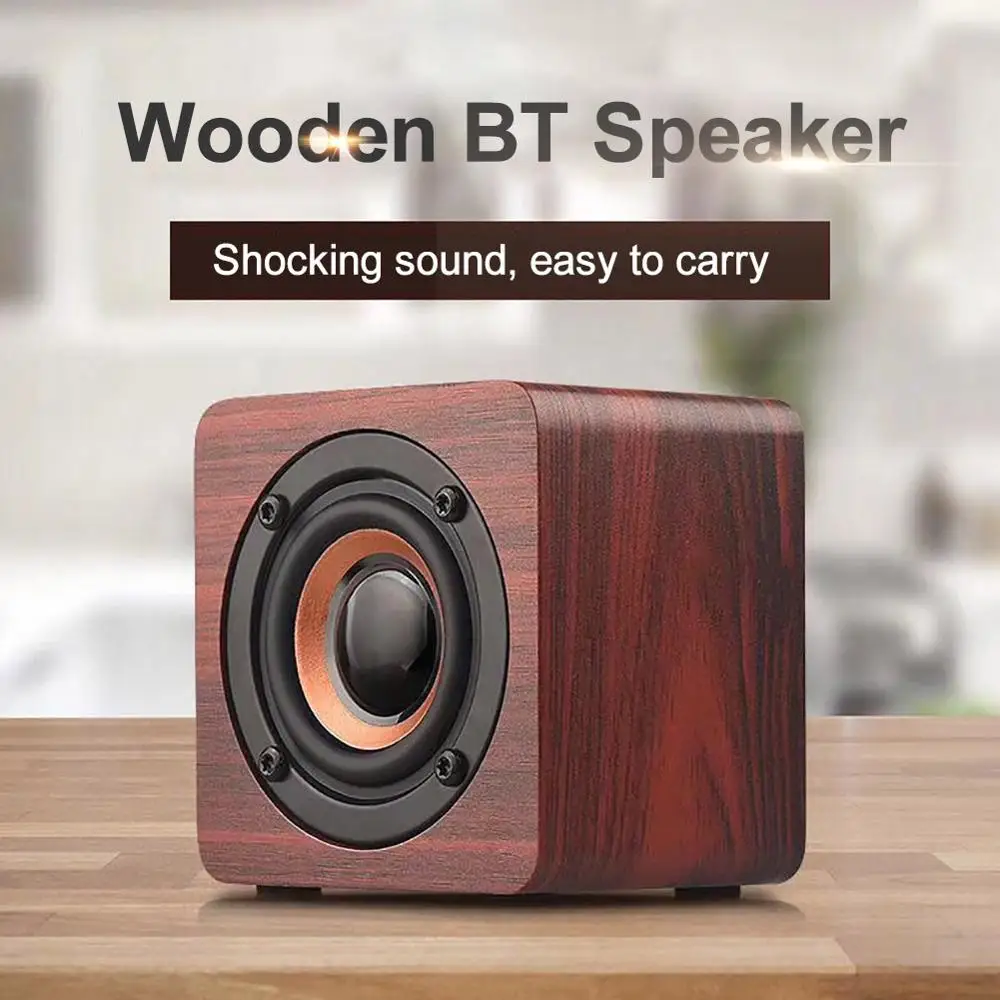 Mini Portable Wooden Bluetooth Speaker Subwoofer For Smartphone Tablet