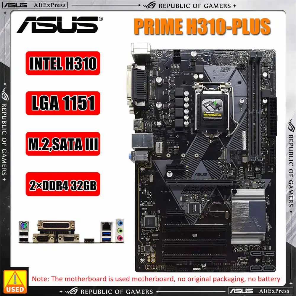 

For ASUS PRIME H310-PLUS Computer Motherboard LGA 1151 DDR4 32GB For Intel H310 Desktop Mainboard PCI-E 3.0 X16