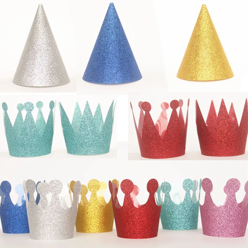 Gerich Paper Crown Hats Prince Princess Birthday Party Hat,Gold 10 Pcs 