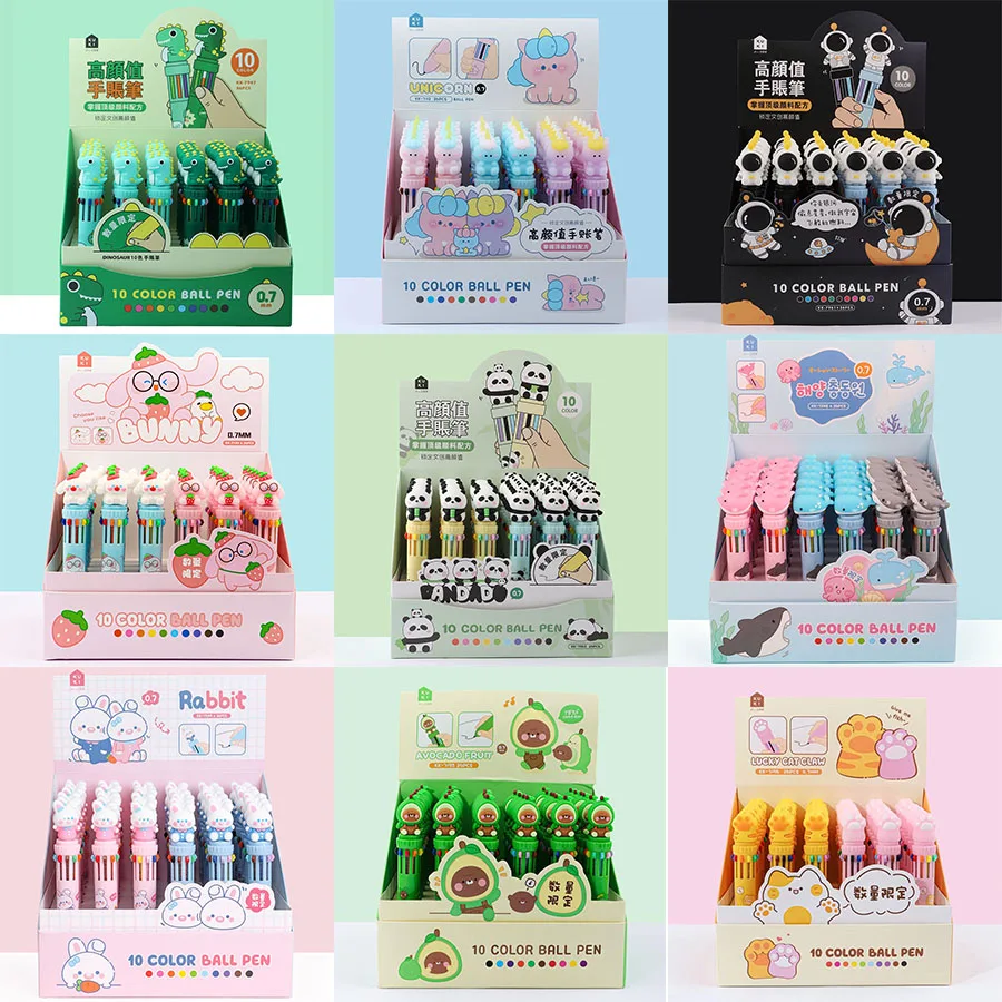 

36 pcs/lot Creative Animal Fruit 10 Colors Ballpoint Pen Cute 0.7MM Press Ball Pens Office School Writing Supplies