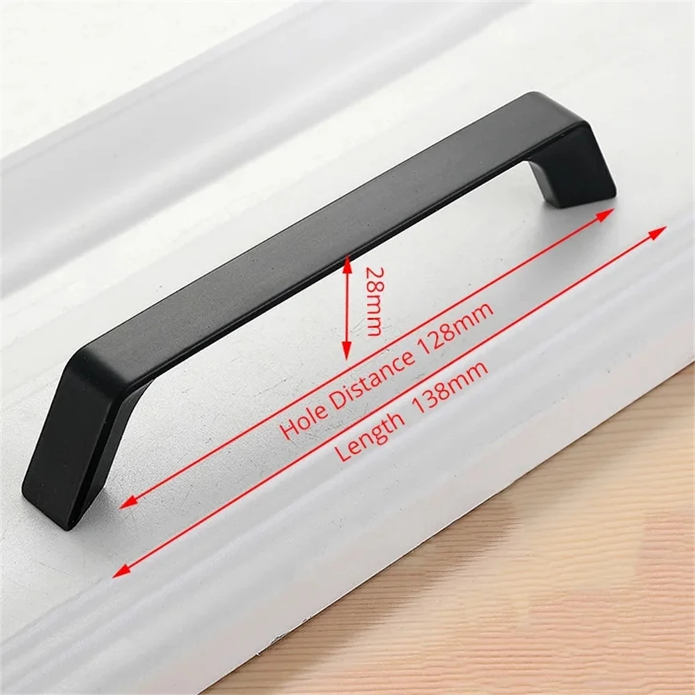 Sleek Black Aluminum Bedside Cabinet Pulls - Minimalist Furniture Hardware Handles