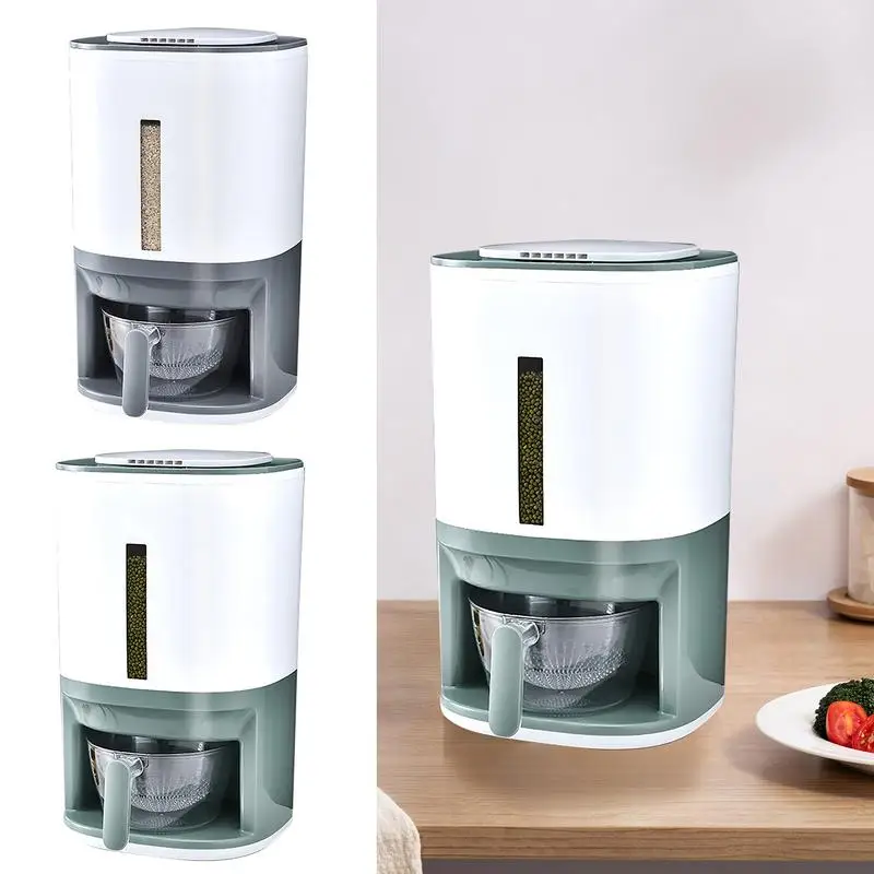 

Rice Dispenser Moisture Proof Cereal Holder Dispenser With Measuring Cup Pantry Food Storage Container Box Kitchen accessories