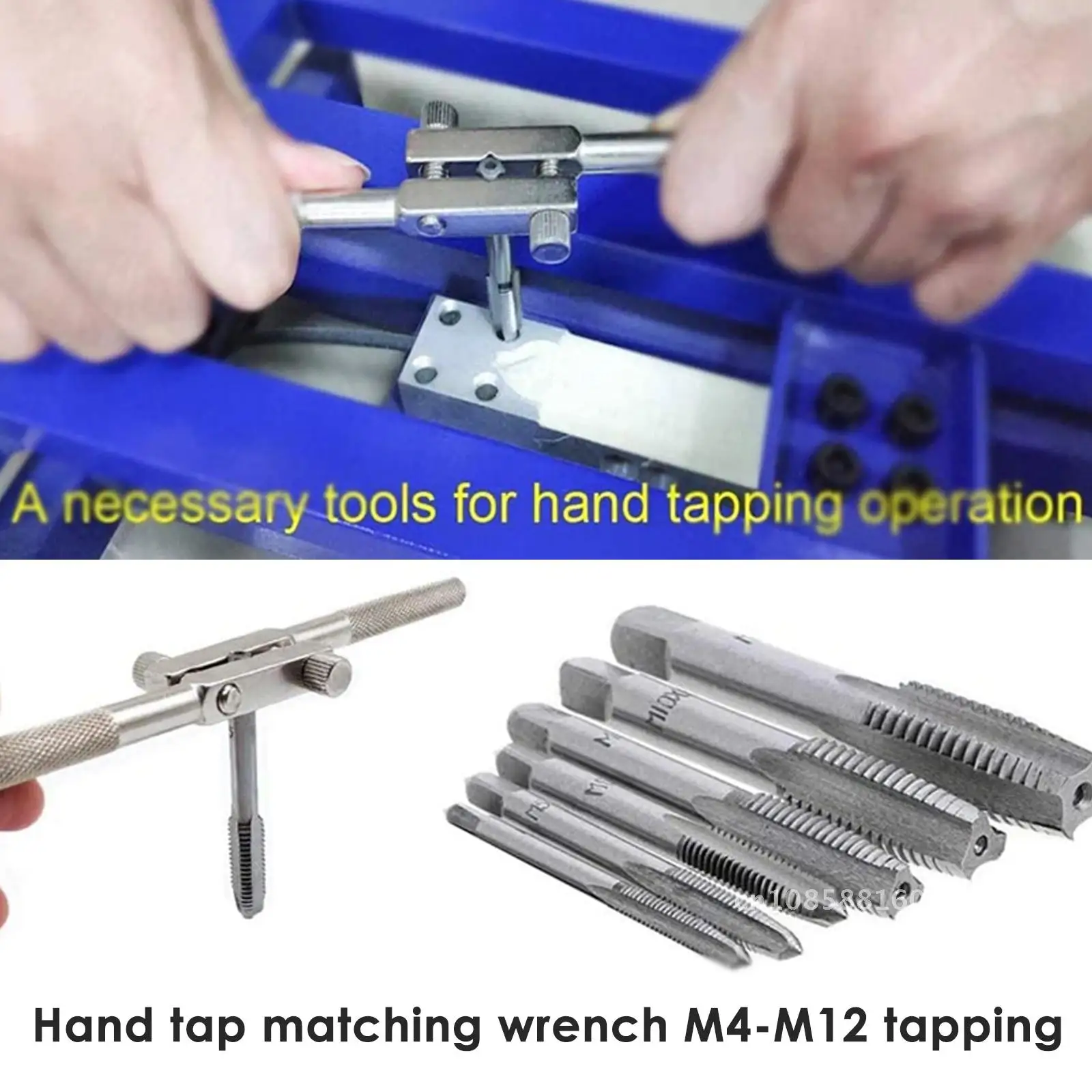 

Adjustable Tap Wrench for Taps Holder Tapping Reamer Tools M4-M12 Thread Tap Handle Repair Tools Tap & Die