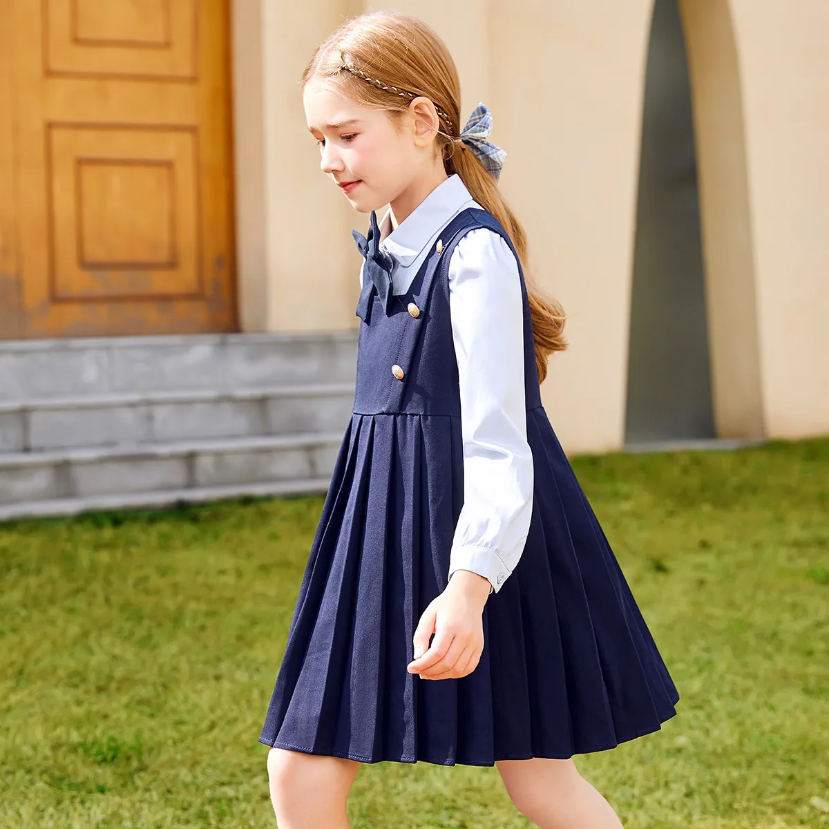 Autumn School Uniform Girls Sets For Kids Suits Clothes Tops Dress