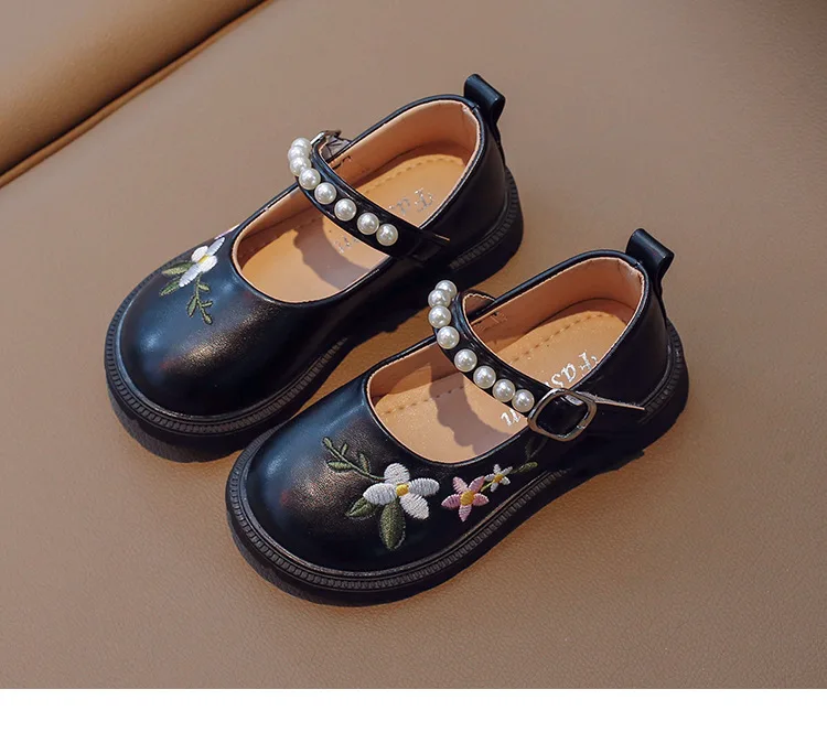 Mädchen Lederschuhe Stickerei Blumen Prinzessin Süße Kinder Nationalstil Wohnungen Kinder Flache Mary Janes Weiche Abendschuhe Weich – Detail 14