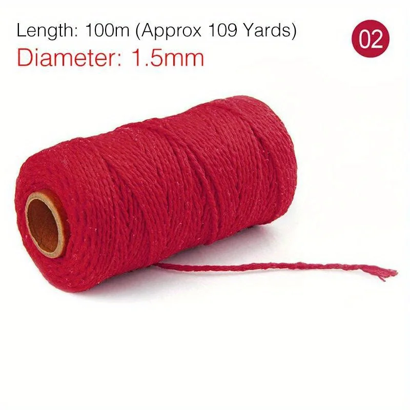 Spago Natalizio In Cotone Rosso E Bianco – 100 Metri, 2 Mm, Per Pacchi Regalo, Cucina E Giardinaggio - 2