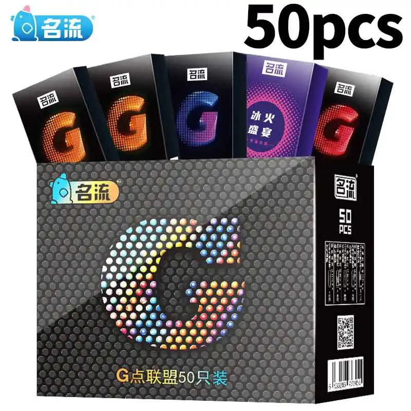 Mingliu 50pcs Granular G-spot Stimulation Condoms 49mm 52mm Ultra Thin Lubricating Tight Penis Sleeve Extender Kondom for Men