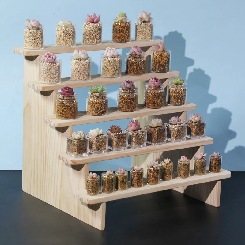 Pure  Wood Display Stand Storage Ra Desktop Figurine Bubble Mat Doll Meat een Plant Multi-layer Staircase Ra
