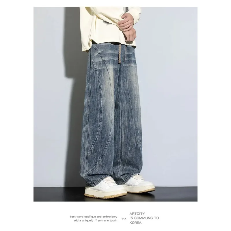 사계절 야외 사이클링 스포츠 트렌드 와이드 레그 청바지 패션 트렌드 다용도 플러스 사이즈 루즈 통기성 스트레이트 레그 팬츠