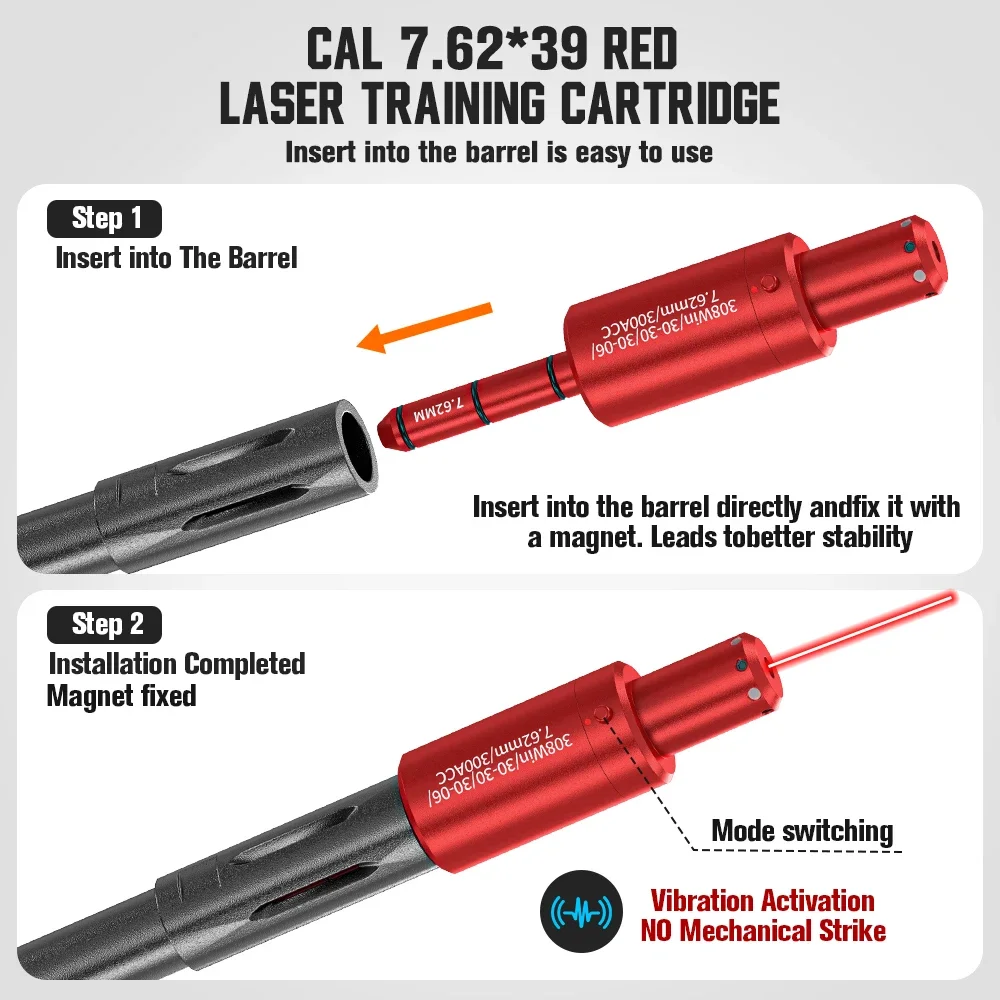 7.62 300ACC dual-purpose magnetic suction laser training bullet red dot laser training bullet dry powder bullet