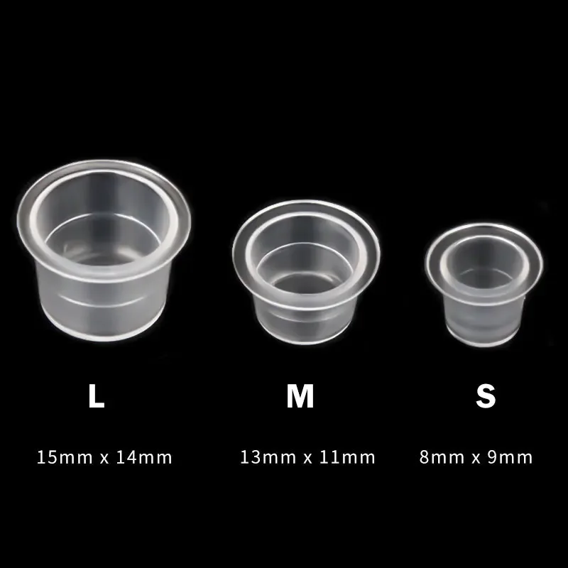 100pc S / M / L Disposable Plastic Microblading Tattoo Ink Cups Permanent Makeup Clear Pigment Cap Holder Container Tattoo
