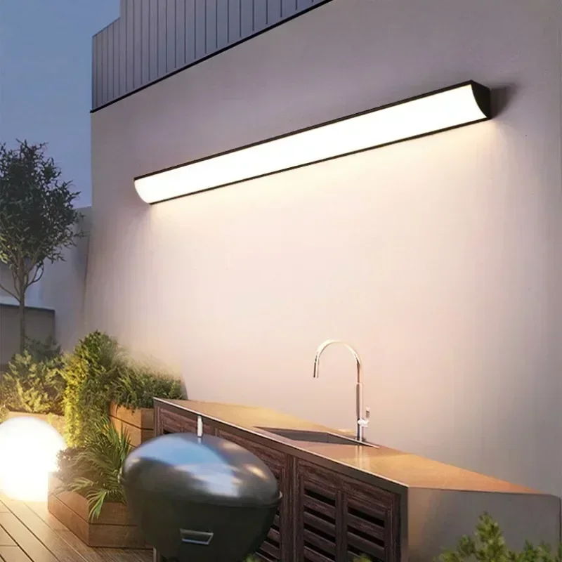Long Wall Light Outdoor Waterproof Modern Long Strip LED Lighting Motion Sensor Garden Villa Porch Courtyard Outdoor Lighting