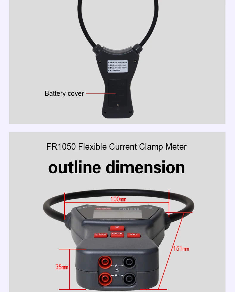 FR1050E FR1050 FR1050A Large Leakage Current Ammeter Tester 10000A Flexible Digi
