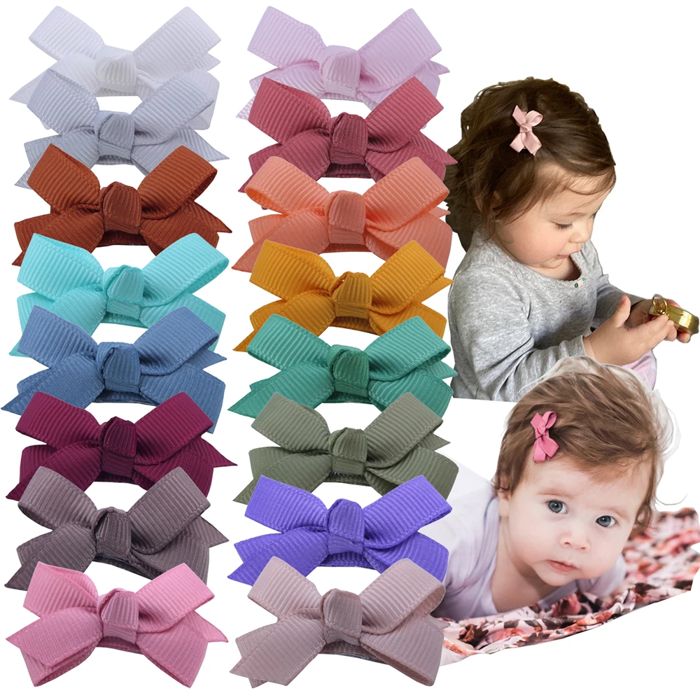 Boutique Baby Hair Clips Toddler Girls Tiny Hair Bow Snap Clips in Fringe Bangs Fine Hair Barrettes Accessories 2 4pcs red hair pins for girls fabric bow bangs clips christmas baby hair accessories knitted sweet korean hair clip kids gifts