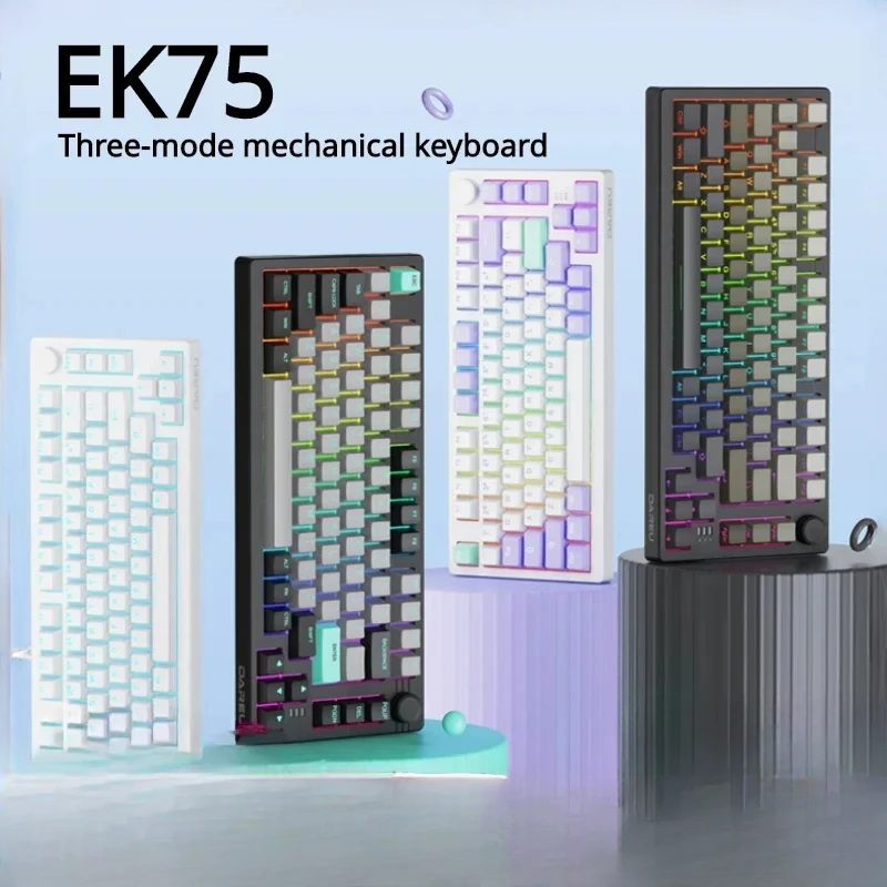 

Dareu EK75 Mechanical Keyboard Tri-Mode Custom 2.4G Wireless Wired Gasket Full Key Hot Swap Bluetooth PC Esports Gamer Keyboard