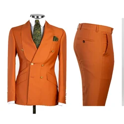Gold Men Business Casual Mens Suits Wedding Party Jacket Trousers Waistcoat Set Male Blazer Coat Pants 2PCS Slim Fit Suits