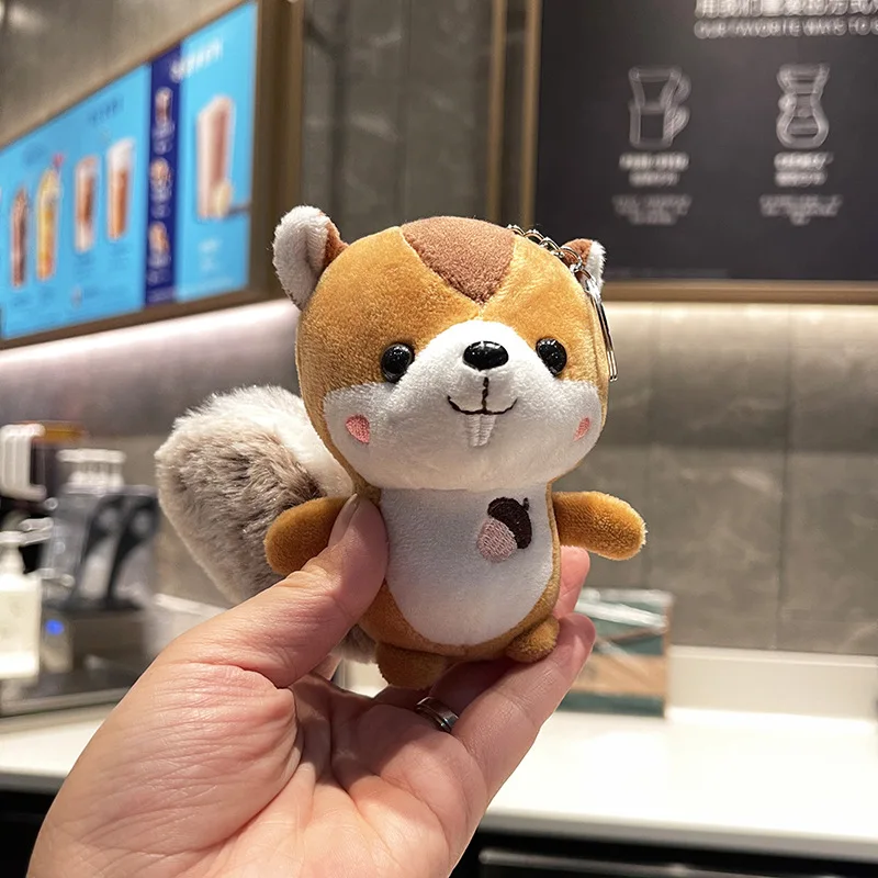 귀여운 다람쥐 봉제 장난감, 여러 가지 빛깔의 시뮬레이션 동물 인형, 부드러운 열쇠, 가방 펜던트, 여아용 집 장식 