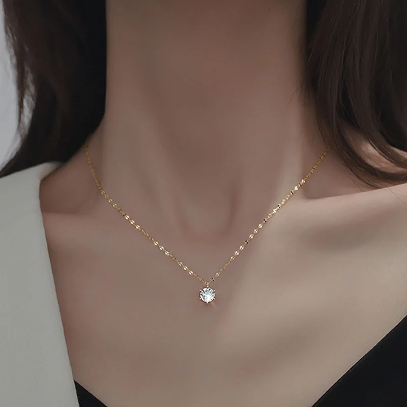 

Real 999 Silver Necklace Six Claw Aaa Cz Zircon Choker Necklace Pendant Sparkling Choker Necklace Hot Selling Women Jewelry