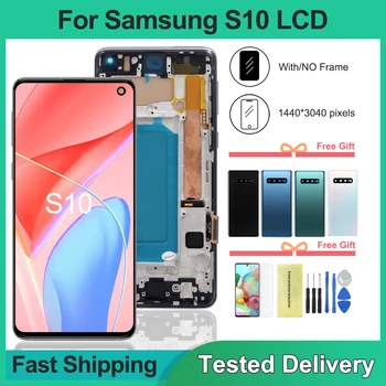 Schermo con cornice per Samsung S10 SM-G973F SM-G973U Display LCD Touch Screen digitale Digitizer Assembly per Samsung S10 Assembly