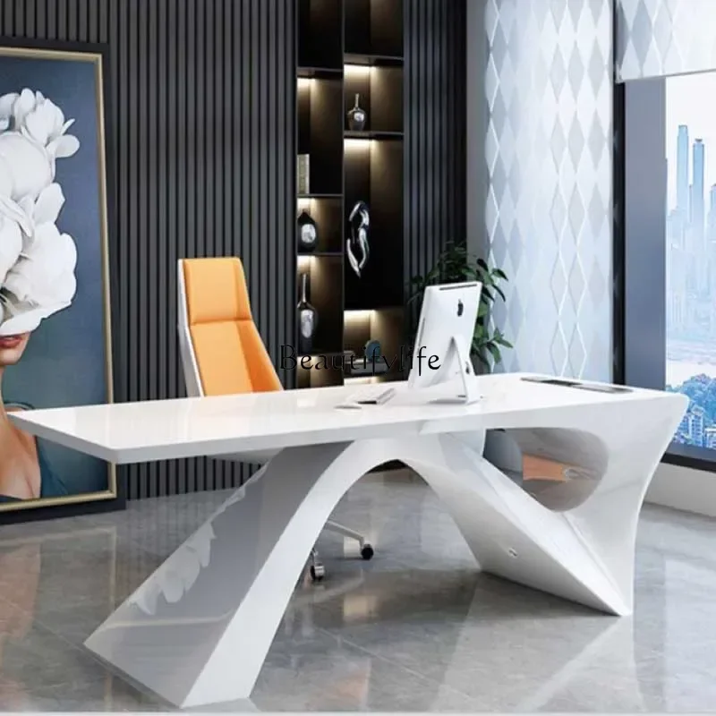 Bureau de jeu blanc grand ménage luxe ordinateur portable bureau coin exécutif écriture Mesa Ordenador meubles