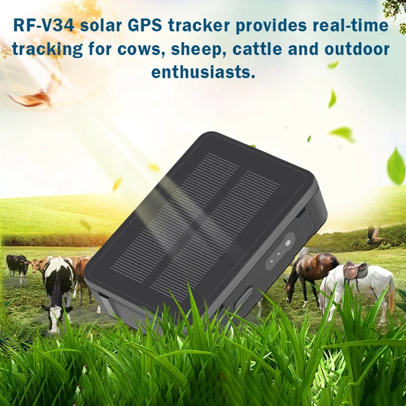 Impermeável Solar Gps Tracker 9000mah Power Sheep Vaca Gado Gsm Wifi Tracking Voice Sos Alarm Platform Rf-v34 - Imagem 2