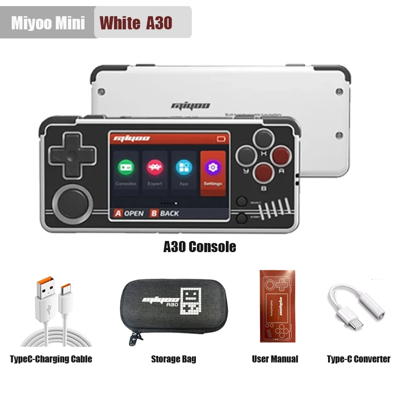 Consola de juegos portátil MIYOO A30 con pantalla IPS de 2,8 pulgadas, sistema Linux, emulador retro horizontal, consola de video con motor de vibración, regalos para niños