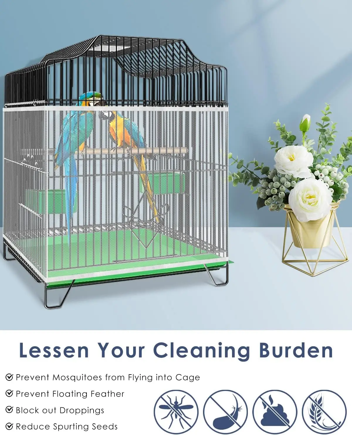 Bird Cage Cover Universal Mesh Easy Cleaning