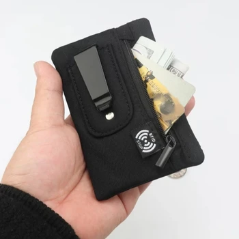 Borsa Portasoldi da Viaggio con Blocco RFID, Portacarte, Portamonete con Clip Nascosta, Tasca Segreta, Marsupio, Mini Portafoglio per Uomo e Donna