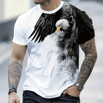 Retro T-Shirt For Men Eagle 3d Print Short Sleeve 1