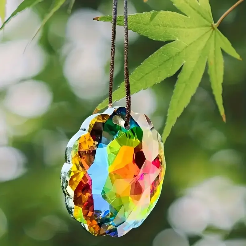 With Rope Colorful Crystal Glass Prism Ball Suncatcher Pendant Home Garden Craft Decoration Valentine's Day Mother's Gift 1 Pc