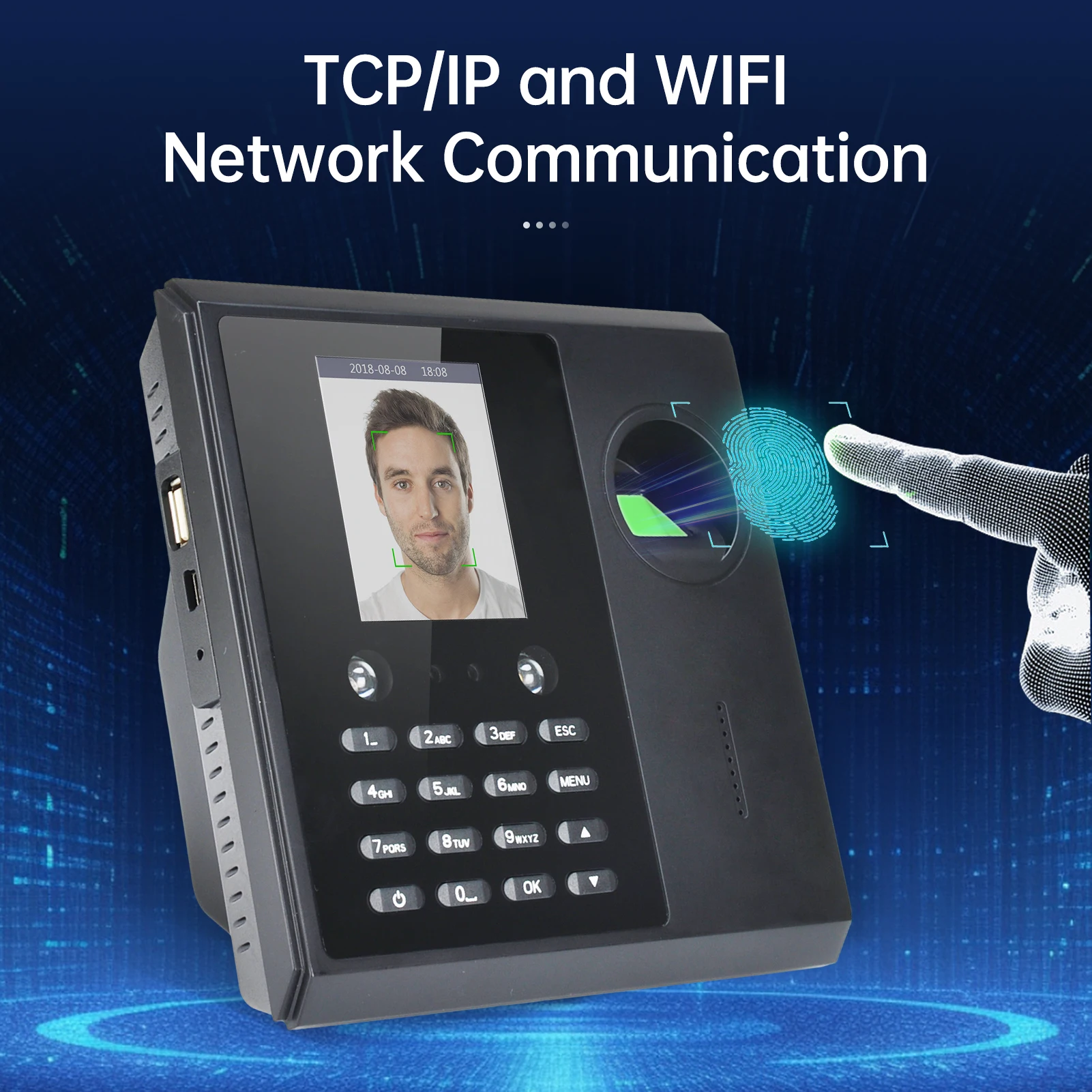 Biometric Time Clock Attendance Machine 5 Languages Support TCP/IP WIFI Network USB Port Data For Office