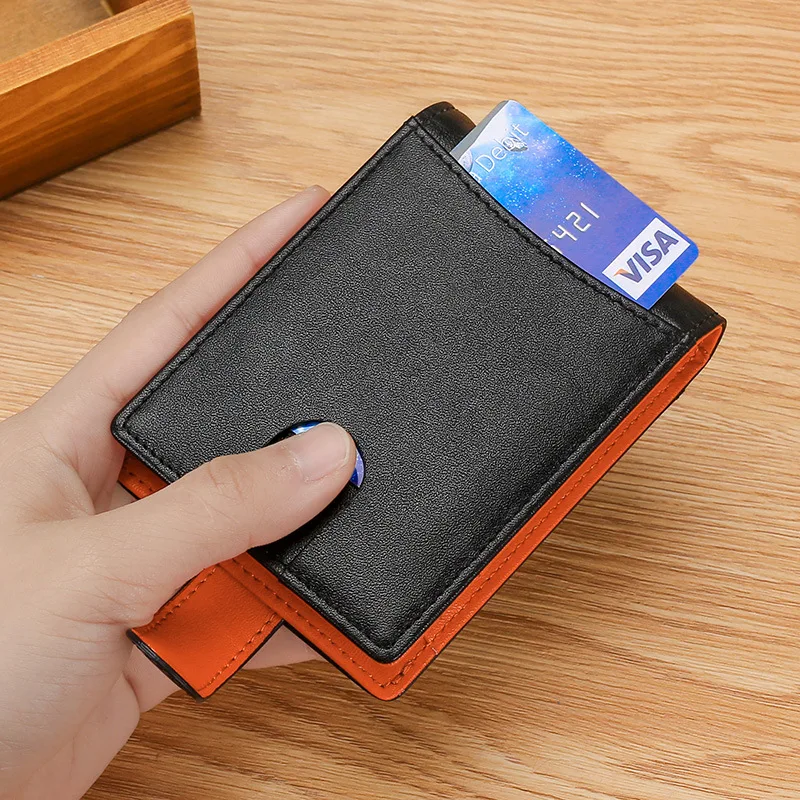 New style leather wallet men's short wallet 2023 new style leather credit card disconnect wallet