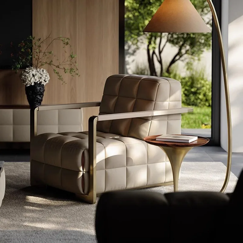

Leather Modern Simple Chair Living Room Nordic Ergonomic Floor Recliner Chairs Designer Mobile Fauteuil Salon Design Furniture