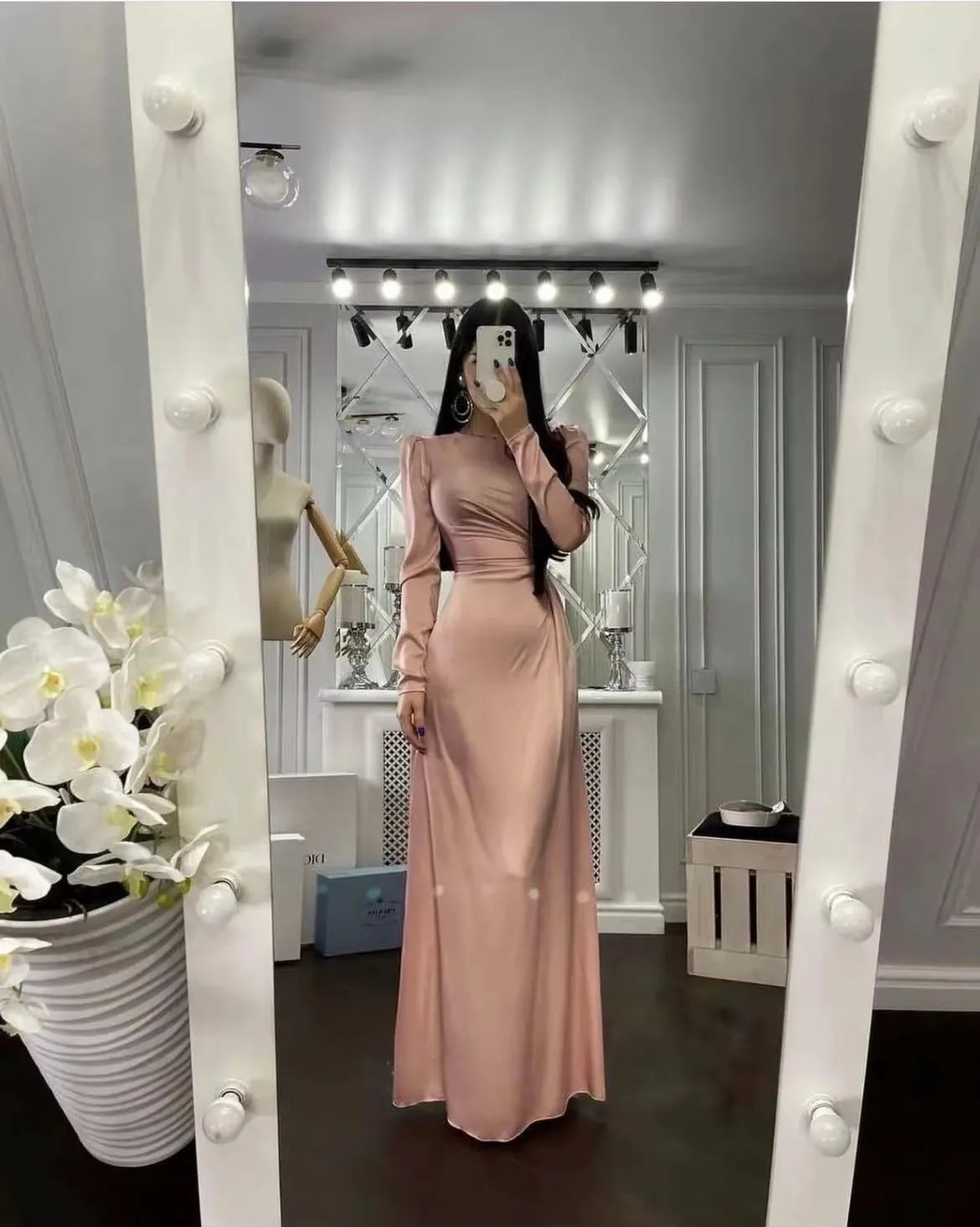 Women's High Split Irregular Silk Party Dress Ladies Retro Belt Satin  Elegant Long Sleeve Solid O-Neck Maxi Dresses Sexy - AliExpress 200000345