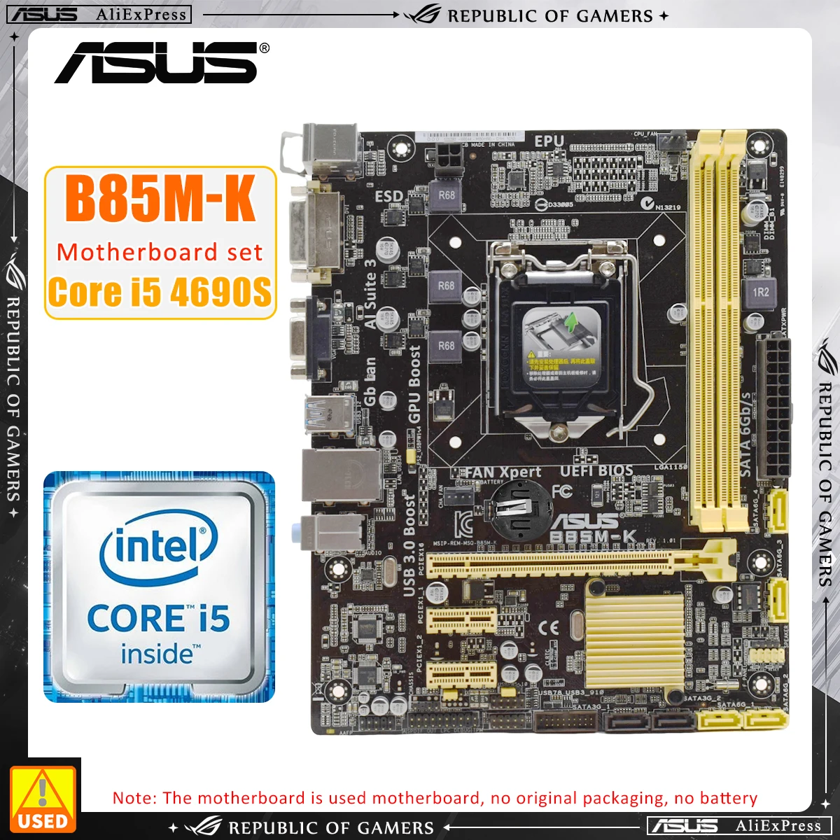 

Материнская плата LGA 1150, системная плата ASUS B85M-K + I5 4690S с Intel B85 Gigabit LAND Card, слот для процессора Core i7 i5 i3 PCI-E 3,0