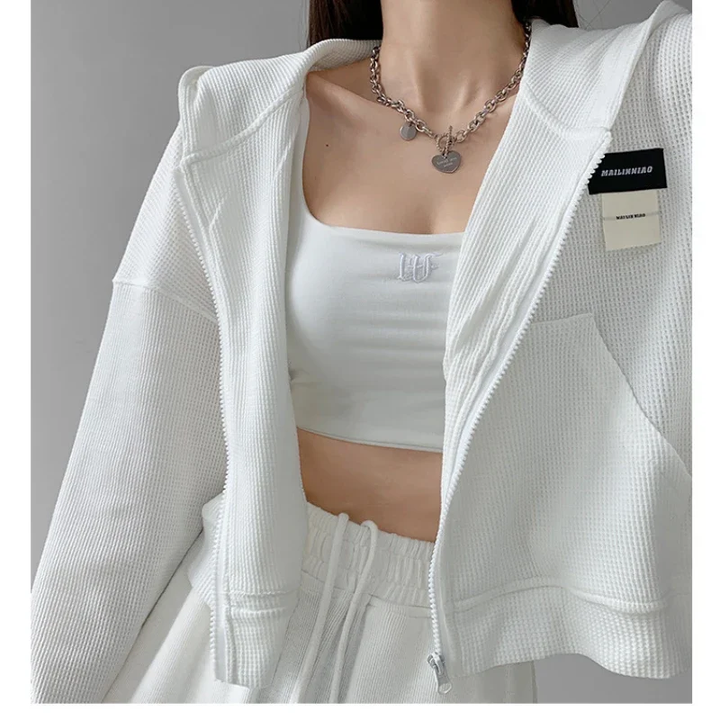 Fashion Women's Hooded Sweatshirt Long Sleeve Top Loose Short Zipper Sweatshirt Korean Cheap Wholesale Harajuku Jacket 2022 New