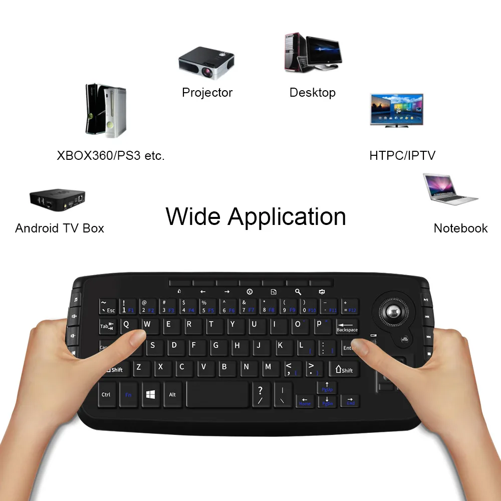 Wireless Trackball Keyboard Mini Handheld Gaming Design 94