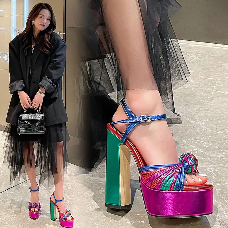 

New Super High-Heeled Sandals Women Hollowed Out Platform Shoes Women Sexy Sandalias Female High Heels sandalias de las mujeres