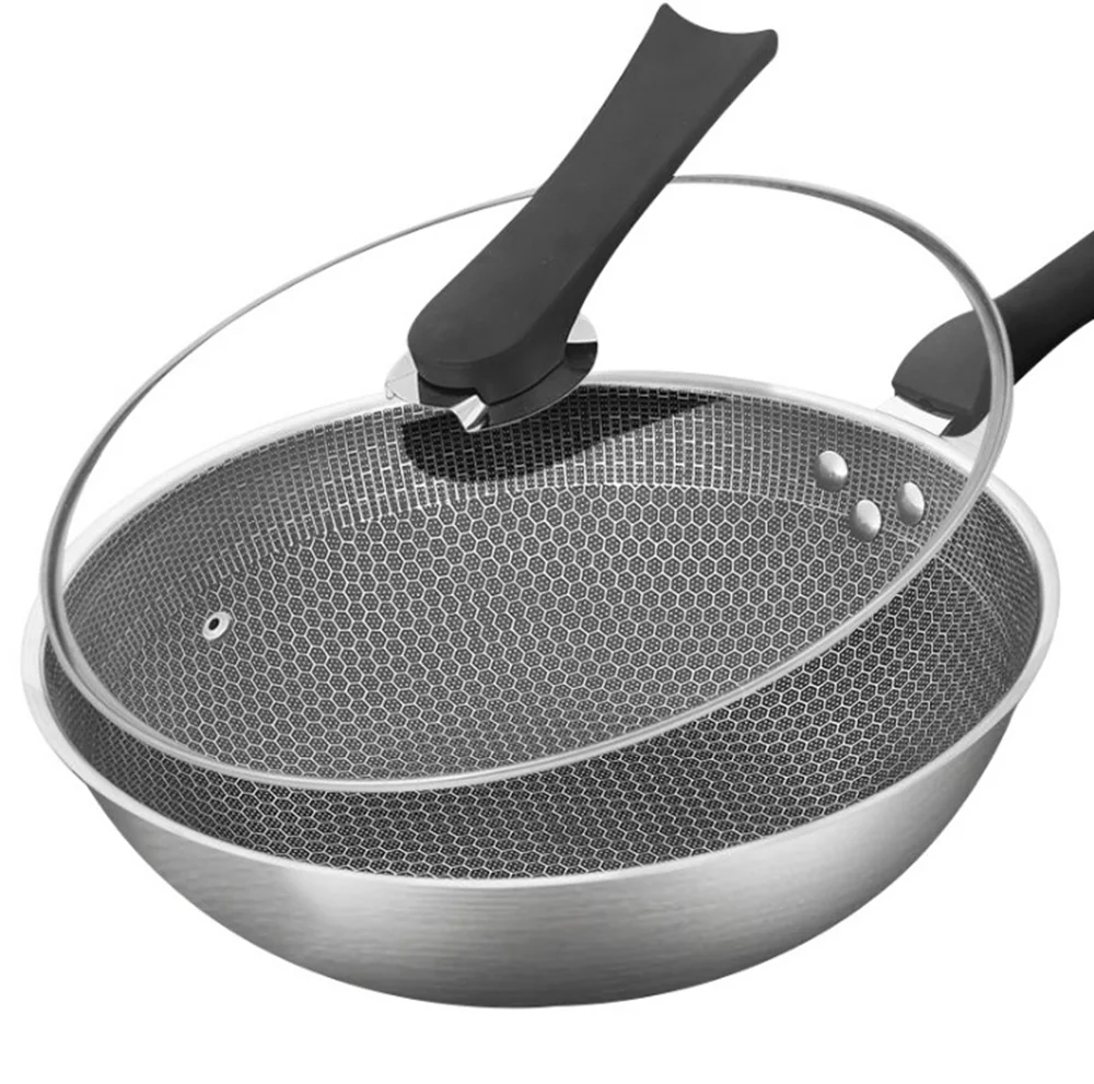 Honeycomb Suspension Stainless Steel Wok Non-stick Three Layer