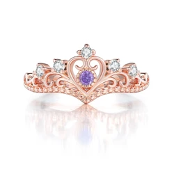 Luxurious Princess Crown Ring with Colorful Crystals - Fashionable Jewelry Gift - 7 (Urple)