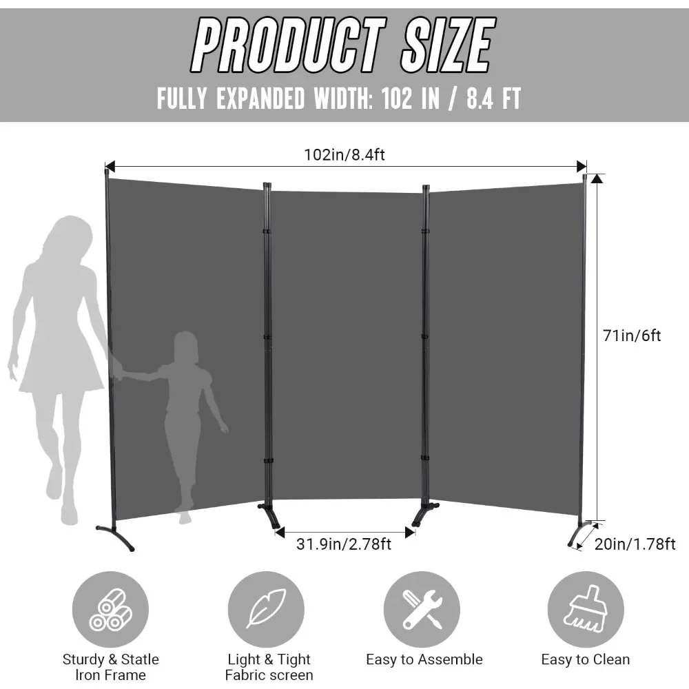 Indoor Room Divider, Portable Office Divider, Room Divider Wall Screen Panel, Folding Partition Privacy Screen Walls Dividers