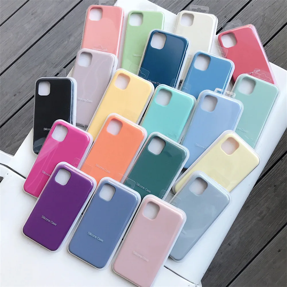 

Luxury Original Silicone Case For Apple iPhone 11 12 13 14 15 Pro Max Official Case For iPhone 15 Plus X XS XR 13 14 Pro Cover