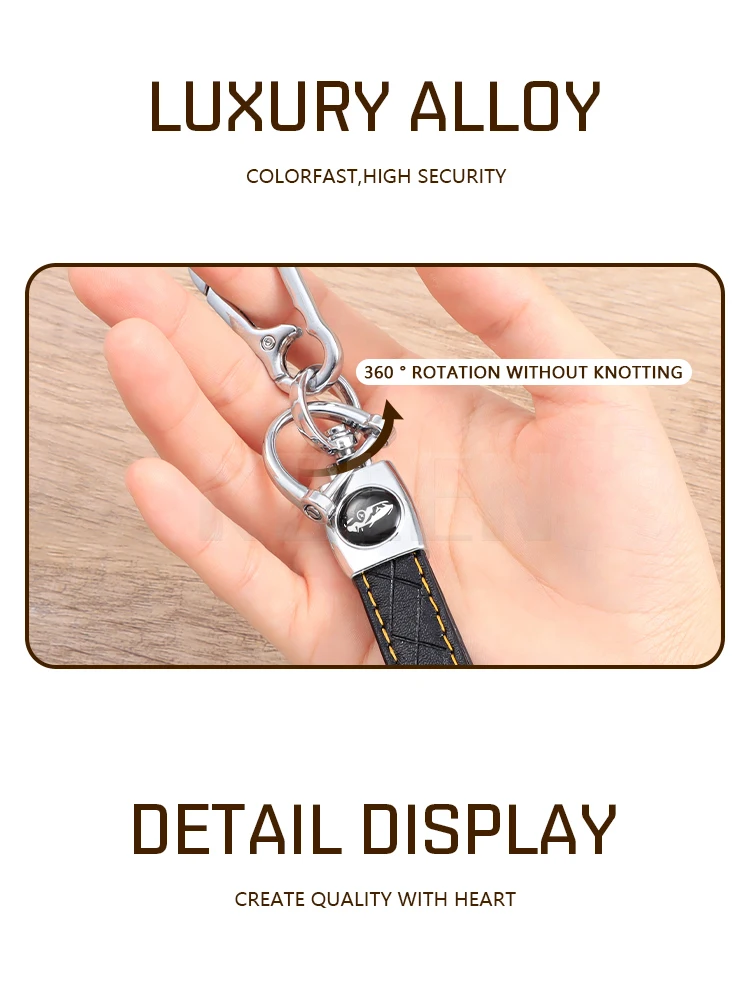Portachiavi per auto in pelle intrecciata a mano portachiavi con fibbia a ferro di cavallo rotante a 360 gradi in metallo staccabile per uomo donna regalo di alta qualità - S0728423f63ea4043b583dbb72035cf93O