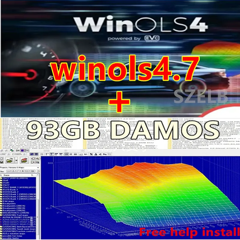 ECU Programming Tool Winols 4.7 software 93GB Damos file latest ECU programming tool installation video guide