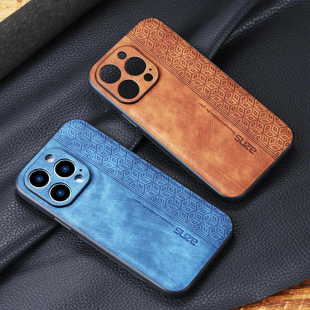 Custodia Goffrata Per Iphone 15 Pro Max Custodia In Pelle Retro Custodia Antiurto Per Iphone 7 8 14 15 Plus Xs Xr 11 12 13 Pro Max Cover