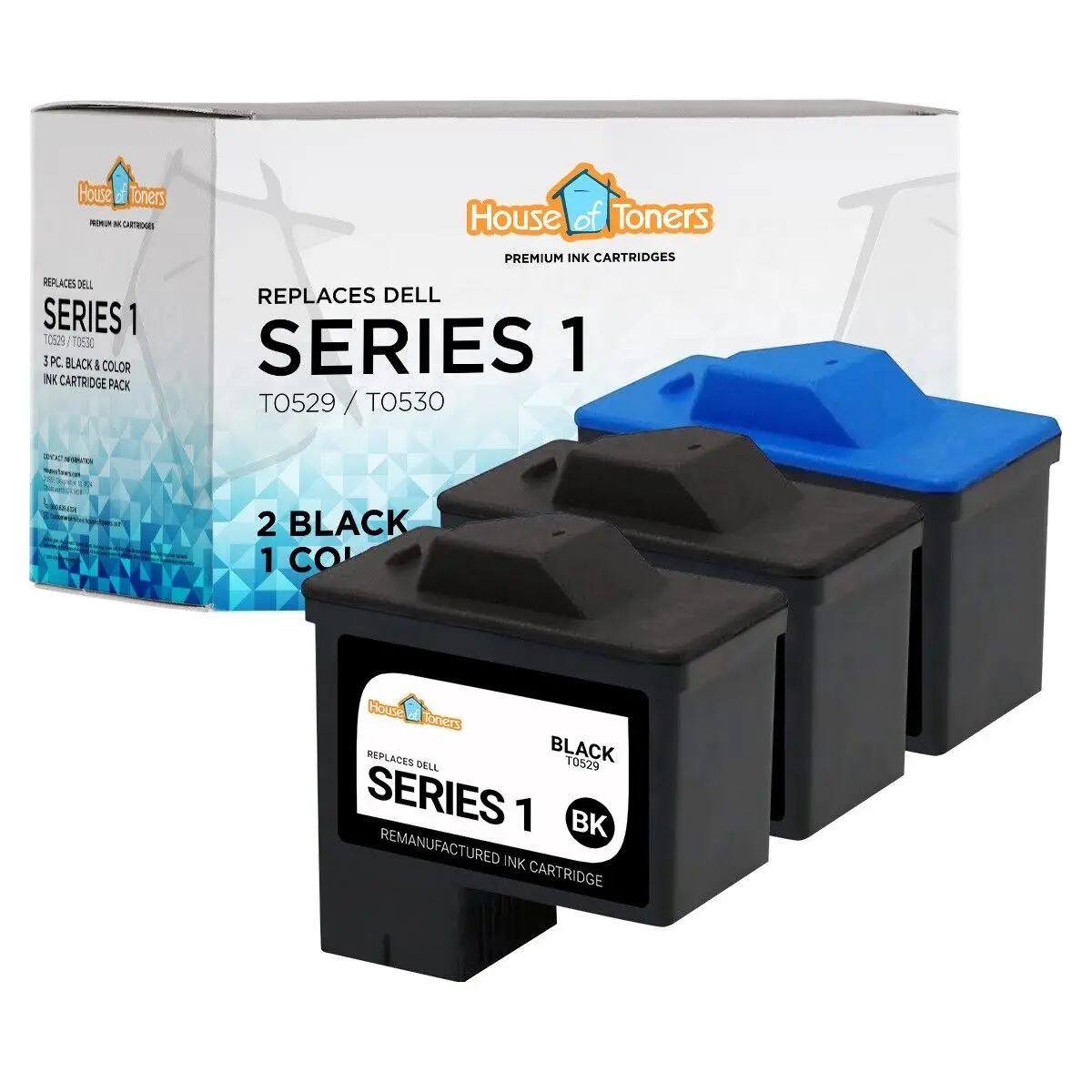 

3 PACK For Dell Series 1 Black/Color Ink Cartridge Combo T0529 T0530