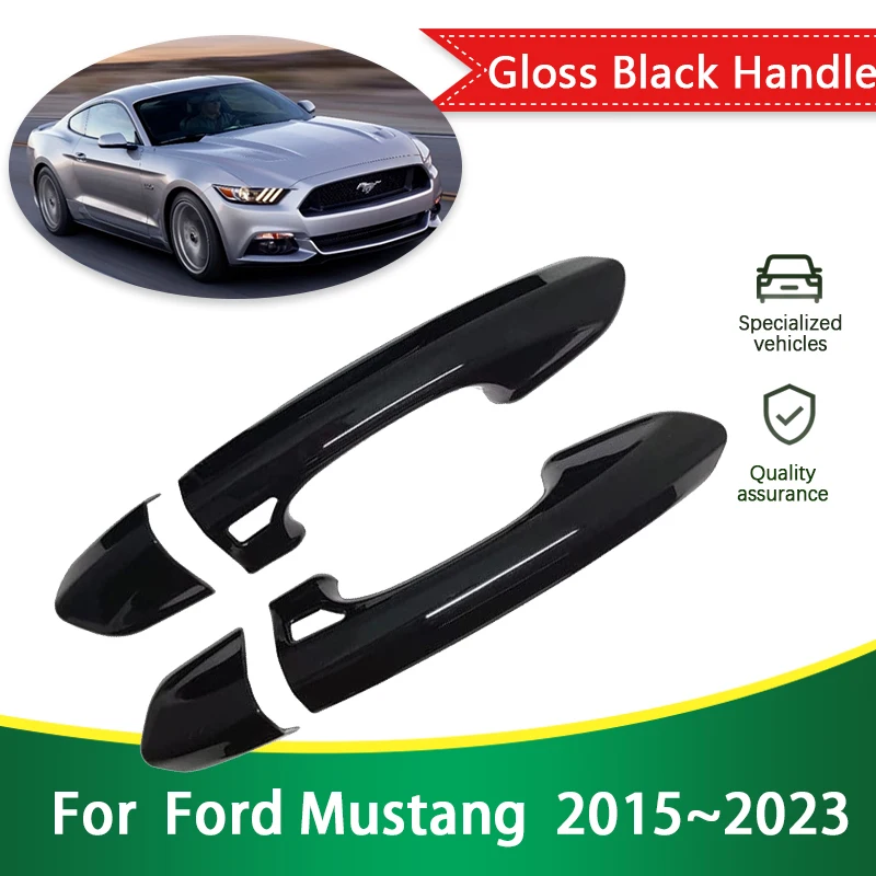 フォードマスタングのための6 MK6 S550 2015〜2023  luxuriouグロスブラックドアハンドルカバースタイリングステッカートリムカーアクセサリー2016 2017 2018