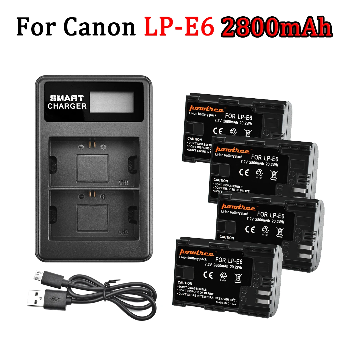 Caricabatterie Universale Per Canon LC-E6E, LP-E6 – Per EOS 5D Mark II, 60D, 7D